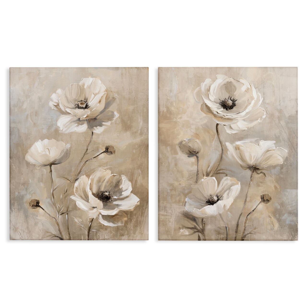 Stupell Industries Neutral Toned Flora 2pc Canvas Wall Art Set Design by Nina Blue